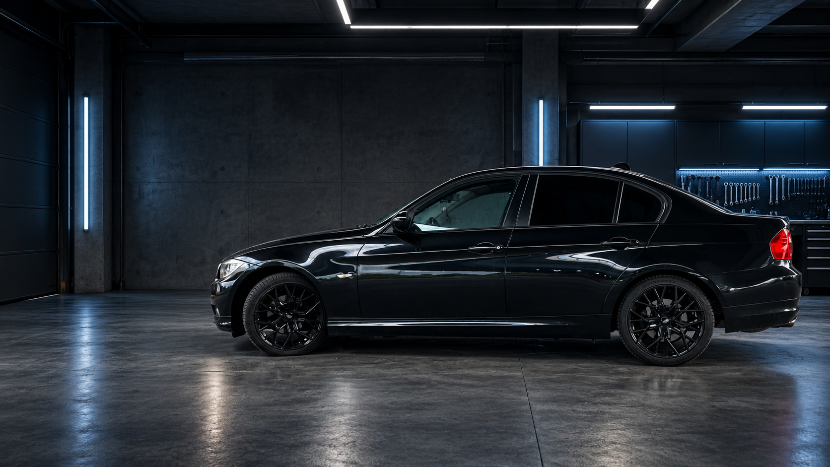 BMW E90 build direction in a garage