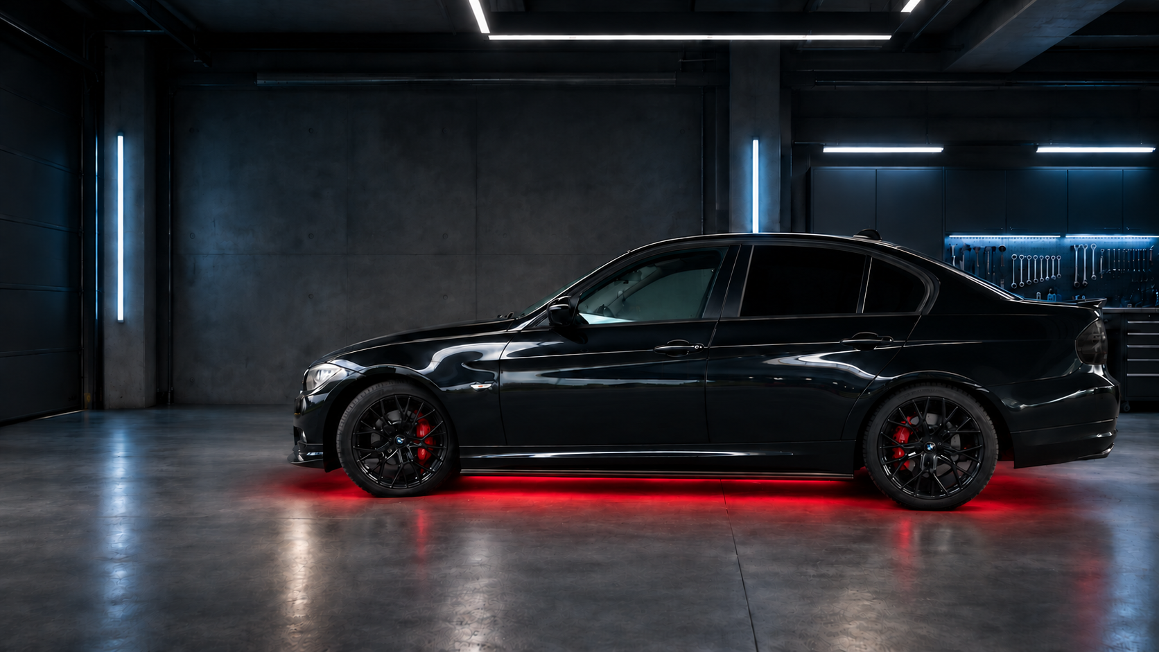 BMW E90 build direction in a garage
